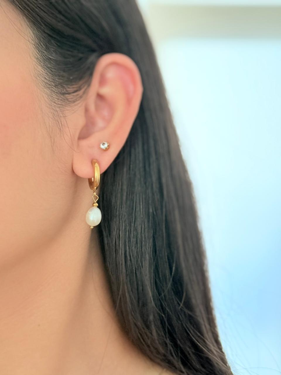 Élise Pearl Earrings- Gold