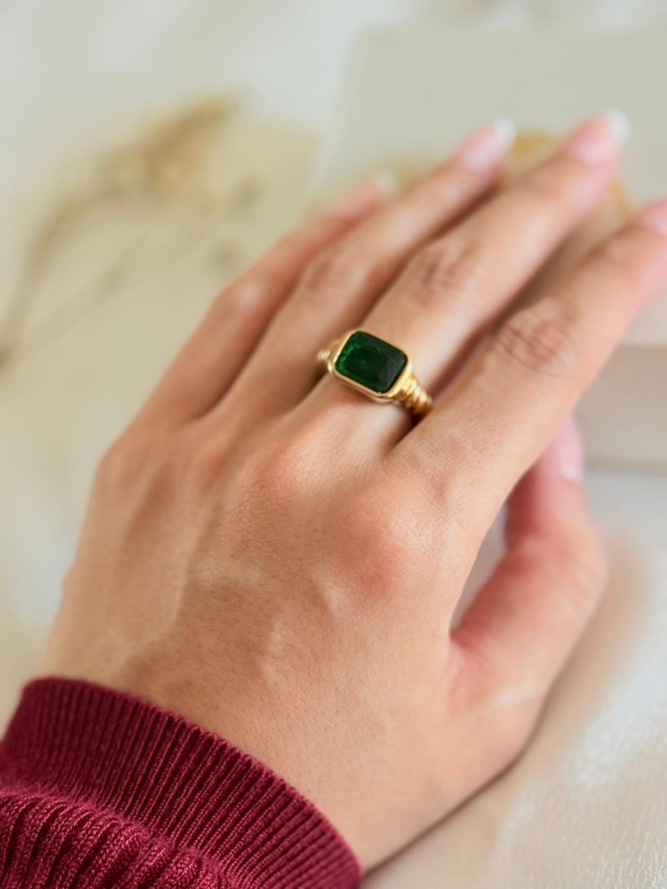 Luxe Green Ring - Gold